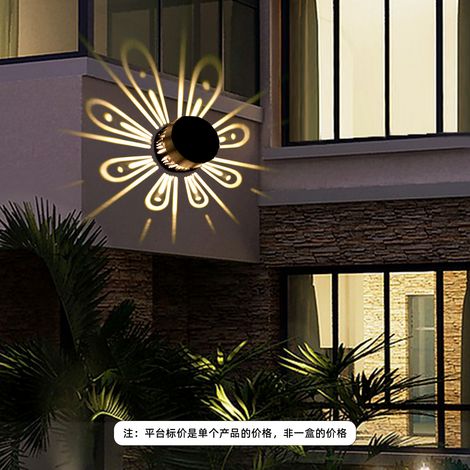 Lot de 2 lampes solaires décoratives d'extérieur, blanc chaud, étanches IP67, pour mur, jardin, terrasse, porte, escalier ou garage. (1/5)