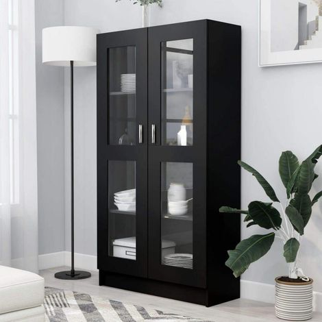 Vitrinenschrank Schwarz 82,5x30,5x150 cm Holzwerkstoff (1/5)