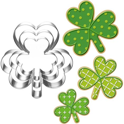 Shamrock Cookie Cutter Set-Size 3.5" 2.8" 2"-3 Piece-Cookie Cutters for St. Patrick's Day Party Decorations