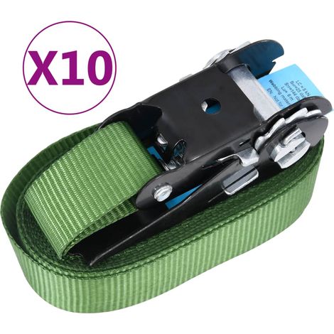 vidaXL Cinghie d'Ancoraggio a Cricchetto 10 pz 800 daN 6m Verde