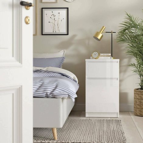 Chevet, Commode Basse, Table de Nuit, Étagère de Chevet, 40x40 h70 cm, Blanc (1/5)