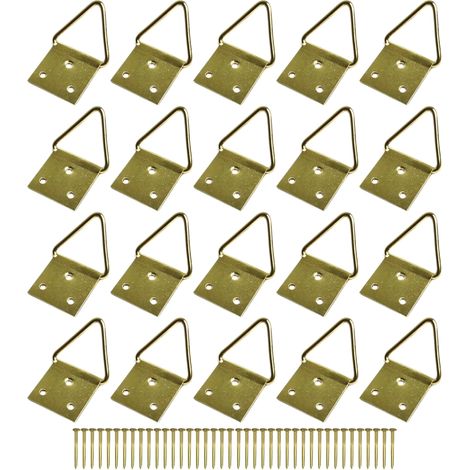 20x Crochet laiton attache fixation tableau cadre accroche suspension mural photo art mural décoration avec clous, 32mm (1/2)