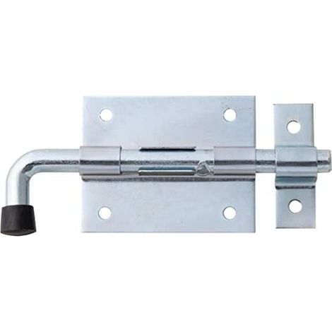 Verrou de box avec poignée ronde et gâche attachée zingué platine 70 x 57 mm boulon Ø 9,5 mm longueur totale 130 mm (1/2)