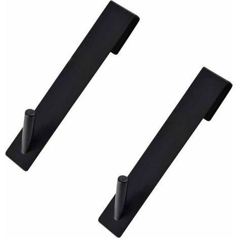 2 Pièces Crochet Douche, Crochet Porte Serviette sans perçage, Crochets de porte adapter À moins de 18 mm d'épaisseur (noir)