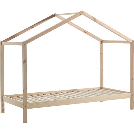 ARKAN - Lit Maison 90x200cm en Pin Massif Naturel (1/3)