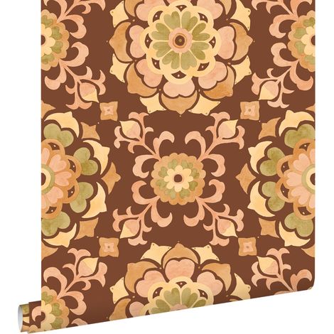 papier peint carreaux de ciment marron et jaune - ESTAhome (1/5)