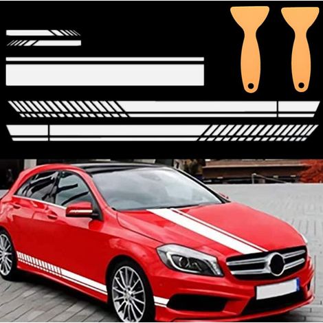 5 Autocollant, Bande Capot Vinyle Noir, Décalque Graphique Racing, Rétroviseur, Universel Voiture
