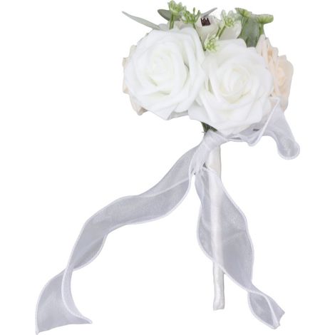1 Ramo de novia hecho a mano, elegantes flores artificiales, decoración para bodas, fiestas, oficinas y jardines. (1/5)