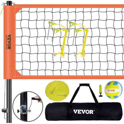 VEVOR Red de voleibol portátil para exteriores, postes de aluminio de altura ajustable, juego de voleibol profesional con pelota de voleibol de PVC, bomba y bolsa, para jardín, playa, cesped
