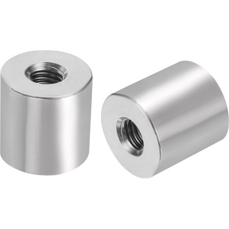 5pcs M8 Rond Connecteur Écrous, 304 Inox Acier Accouplement Écrou 20mm/0.79" Longueur Manchon Tige Barre Goujon Écrou pour Support, M8x20x20mm (1/4)