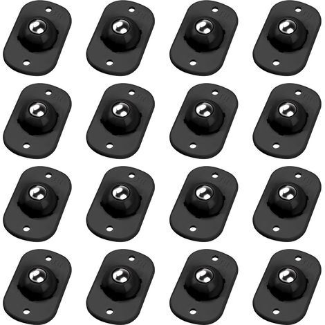 Mini Roulettes pour Meuble, Petites Roulettes de Meuble, Roulettes Universelles en Acier Pivotantes à 360°, Roulettes Plates pour Petits Appareils, Boîtes de Rangement, Bacs (16 PCS, Noir) (1/5)