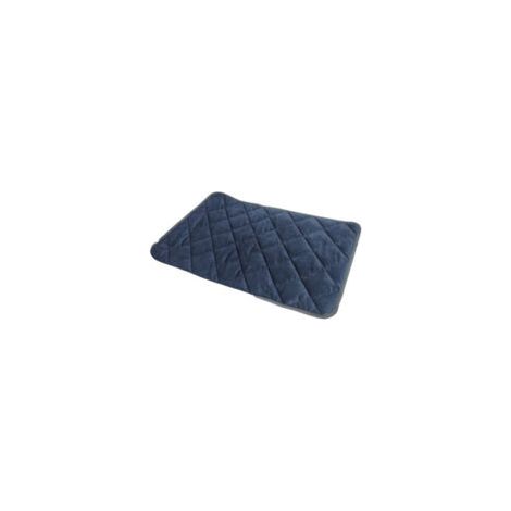 Coussin chauffant électrique pour animaux - 58 x 88 cm - Bleu foncé avec bordure grise, sécurité, lavable (1/5)