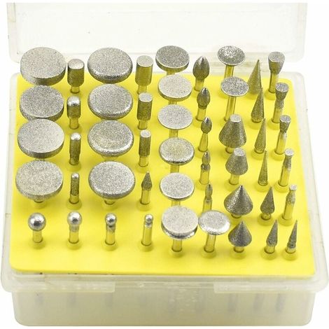 50 Stück Diamantfräser, Körnung 150, mit 3 mm Schaft, diamantbeschichteter Schleifkopf, zum Schleifen von Glas, Fliesen, Marmor, Schmuck oder Steinen am Rand (1/5)