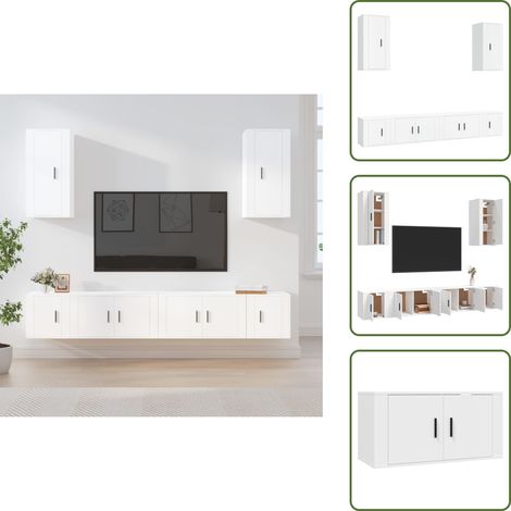 Ensemble de meubles TV 6 pcs Blanc Bois d'ingénierie - Meuble Tv - Meuble Téléviseur - Étagère Murale - Rangement Tv - Mobilier Moderne (1/5)