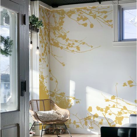 Papier peint panoramique Entre les branches, Jaune 150 x 250cm (1/5)