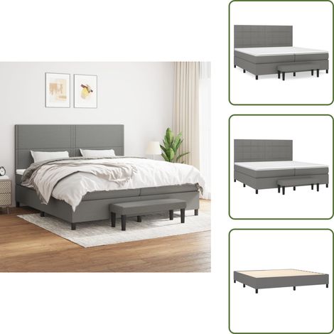 Boxspringbett mit Matratze Dunkelgrau 200x200 cm Stoff - Boxspringbett - Doppelbett - Bettenrahmen - Schlafsystem - Polsterbett (1/5)