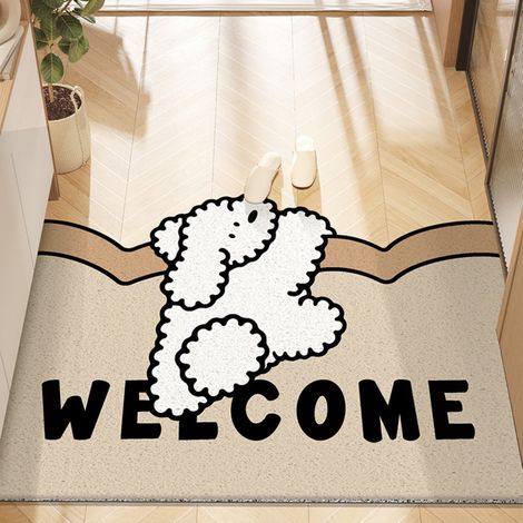 Ede Bienvenue - Retour Boucle en soie 5080cm Tapis de sol bouclé résistant et durable à l'usure, à motifs d'animaux de dessin animé, découpable, grattant la boue et enlevant la saleté, tapis d'entrée (1/5)