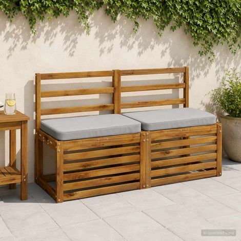 Coussins de banc 2 pièces VUGHT 2 pcs 100 % polyester Gris (1/5)