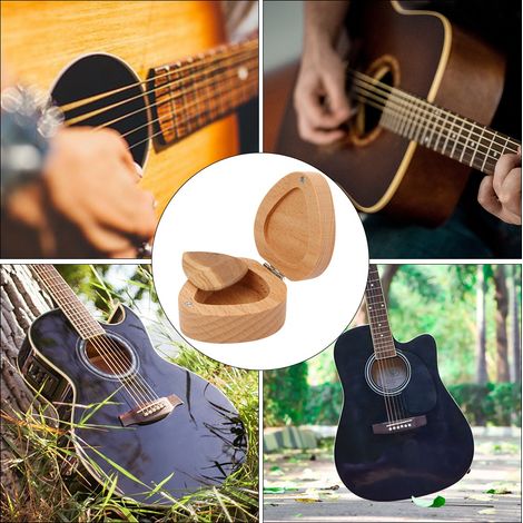 Boîte à médiators en bois avec musique, coffret cadeau pour guitariste (1/5)