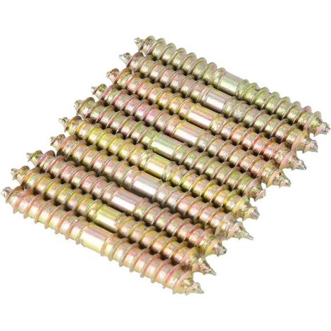 [NIEMALS VERWENDET] 10 Stück doppelseitige Flachkopfschraube Bolzenschraube selbstschneidende Gewindebolzen Holzbearbeitung Möbel Verbindungsbolzen Stangen 6 x 50 mm