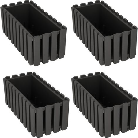 Balkon-Blumenkasten für Geländer/Terrasse, rustikales Grau, 40 cm, 4 Stück