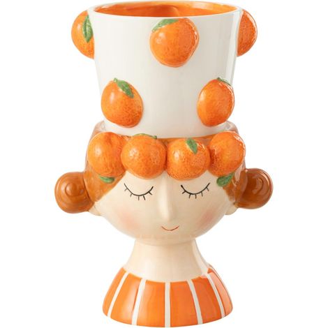 Cache-Pot en 2 Parties "Fille Orange" 30cm Multicolore