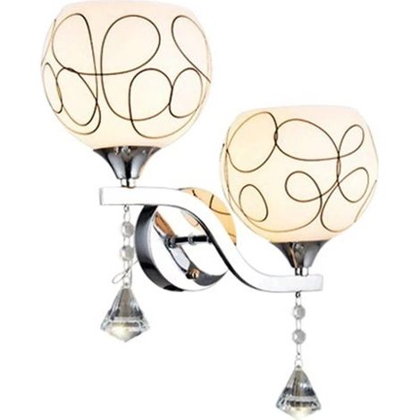 Lumière Murale E27 Double tête Silver Glass Wall Lanterne Lights Lumières européennes Modern Simple Metal Wall Lampes Chambre Salon Salon Alle Entrée Décoration Wall Sconce Escalier