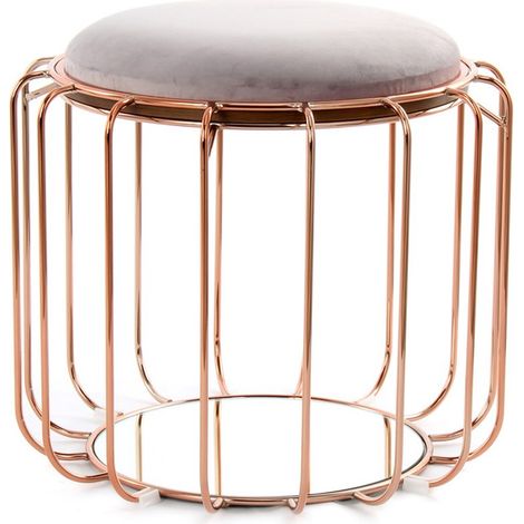 Tavolino e Pouf 2 in 1 Comfortable in Velluto Lilla e Oro Rosa (1/3)