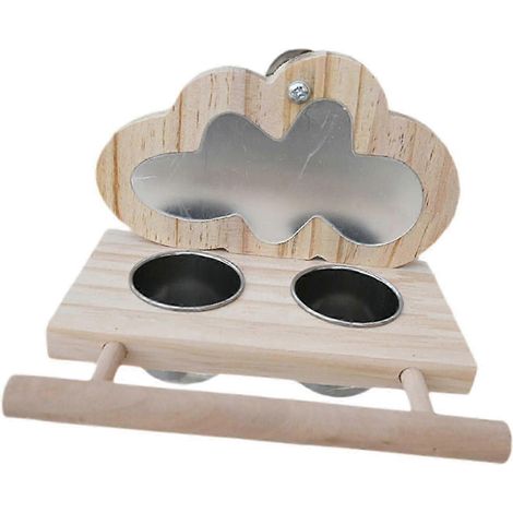 Vogel-Spiegelspielzeug mit Sitzstange, Papageien-Spiegelfutternäpfe für Wellensittiche, Sittiche, Unzertrennliche und Aras-Cloud