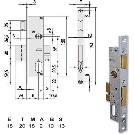 Serrure d'insertion pour montants All 44226-18-0 Cisa