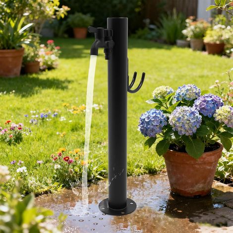 Colonne d'eau de jardin en acier inoxydable - Point de prélèvement d'eau moderne avec robinet et support de tuyau (1/5)
