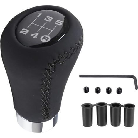Universeller 5-Gang-Schaltknauf mit 4 Adaptern (8 mm, 10 mm, 11 mm, 12 mm) für Fahrzeuge mit Schaltgetriebe – Schwarz (1/5)