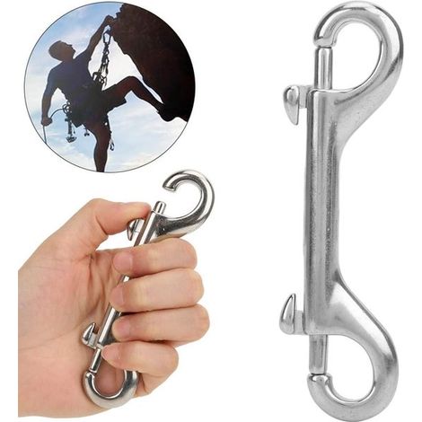 Set di 4 moschettoni a doppia testa con chiusura a bullone, ganci da immersione, ganci per guinzaglio per cani, ideali per campeggio, attività all'aperto e come portachiavi. (1/3)