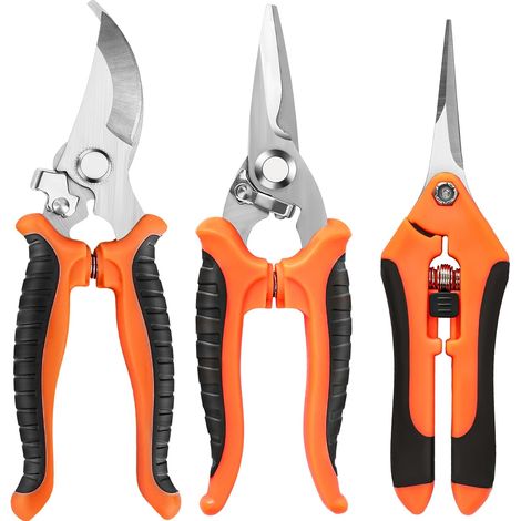 Tijeras de podar de acero inoxidable para jardín, tijeras de jardinería, herramientas de corte para jardín (naranja) (1/4)