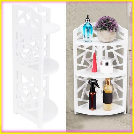 keenso Étagère d'angle debout en PVC pour petite salle de bain - Rangement cosmétique (1/4)