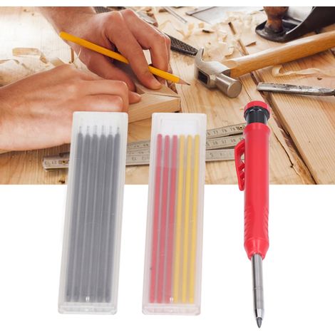 Stylo de Marquage Menuiserie à Pointe Alliage, Outil de Traçage Multifonction avec Recharges Colorées (1/5)