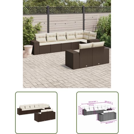 vidaXL Salon de jardin 8 pcs avec coussins marron résine tressée (1/3)