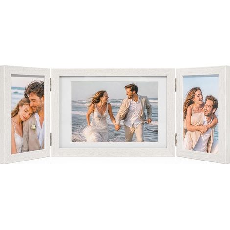 Cadres Photo 10x15 et 13x18 Blanc Bois Moderne 3 Photos (1/5)