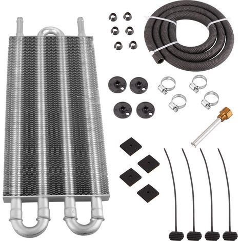 Universal car modification parts: air conditioning pipes with condenser, transmission radiator, 4-row, 6-row, 8-row oil cooler - 4-row - silver (1/4)