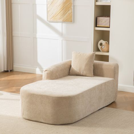 Canapé modulaire à compression en tissu chenille, garni de mousse haute résilience 30D. Facile à déplacer et doté d'une base antidérapante — idéal pour les salons et autres espaces. Kaki clair. (1/5)
