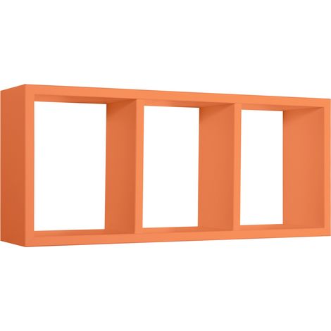 Tristano Étagère murale moderne en forme de cube rectangulaire 3 compartiments - Orange (1/5)