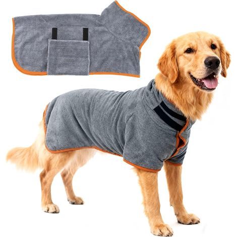 Dog Bathrobe, Absorbent Microfiber, Adjustable Closure, Quick Drying, For Medium-Sized Dogs (1/5)