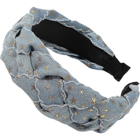 Bandeau en jean pour femme, nœud large, serre-tête à large bord, style rétro, idéal pour les fêtes et les coiffures du quotidien.-D