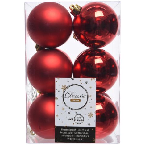 12er-Set EDM-Kugeln - Weihnachtsstimmung - Rot - 71871