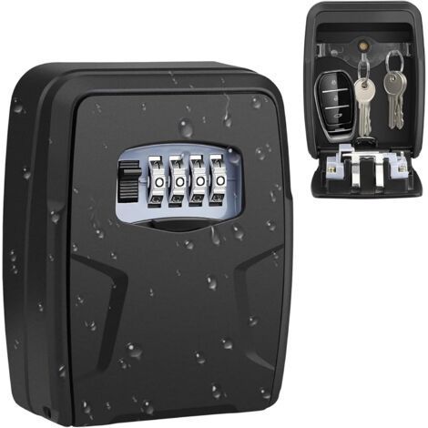 Large Wall Mounted Key Box with 4 Digit Combination Lock, Waterproof Car Key Safe and Card Safe Safe for Home, Office, Garage and School (1/4)