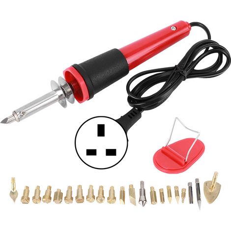 Kit de fer à souder électrique 30W, stylo à pyrogravure pour bois, outil de gravure et sculpture, prise UK 220V AC (1/5)