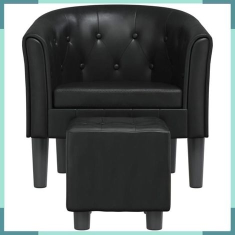 356463 Chaise cabriolet avec repose-pied noir similicuir (1/5)