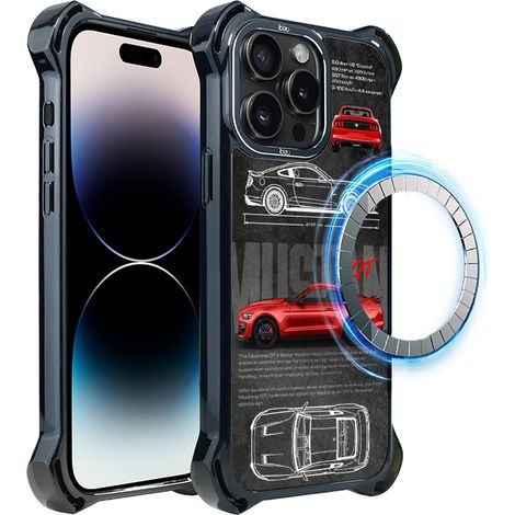 Hülle für iPhone 14 Pro ibizu DropGuard Ultra mit MagSafe, TechDrive, GT V8 „Coyote“ (1/5)
