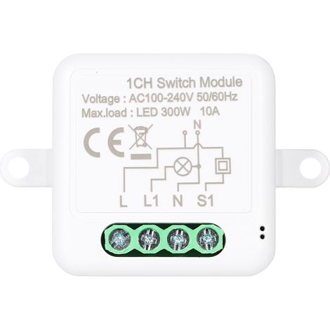 Module relais intelligent Zigbee 1 canal avec interrupteur bidirectionnel pour la domotique, compatible avec Alexa Home. (1/5)