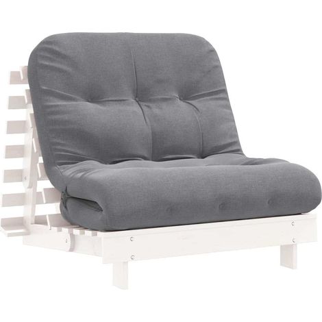 Maison Exclusive - Futón sofá cama con colchón madera maciza blan
